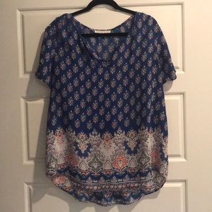 Daniel Rainn Bandana Print Top Blues & Peach XL
